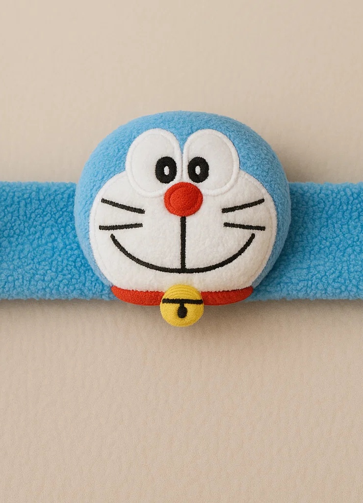 Doraemon Baby Headband – Soft Blue Cartoon Plush Hairband for Infants